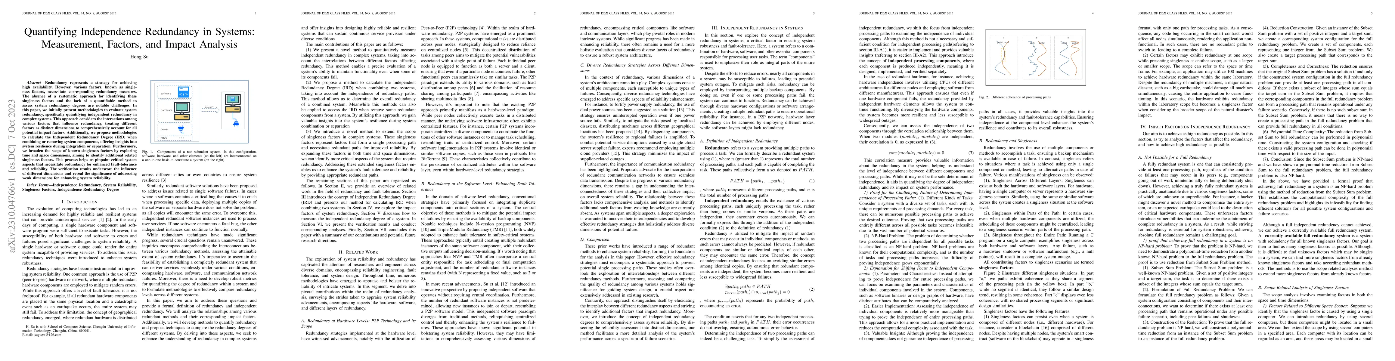 Thumbnail for Quantifying Independence Redundancy in Systems: Measurement, Factors,
  and Impact Analysis