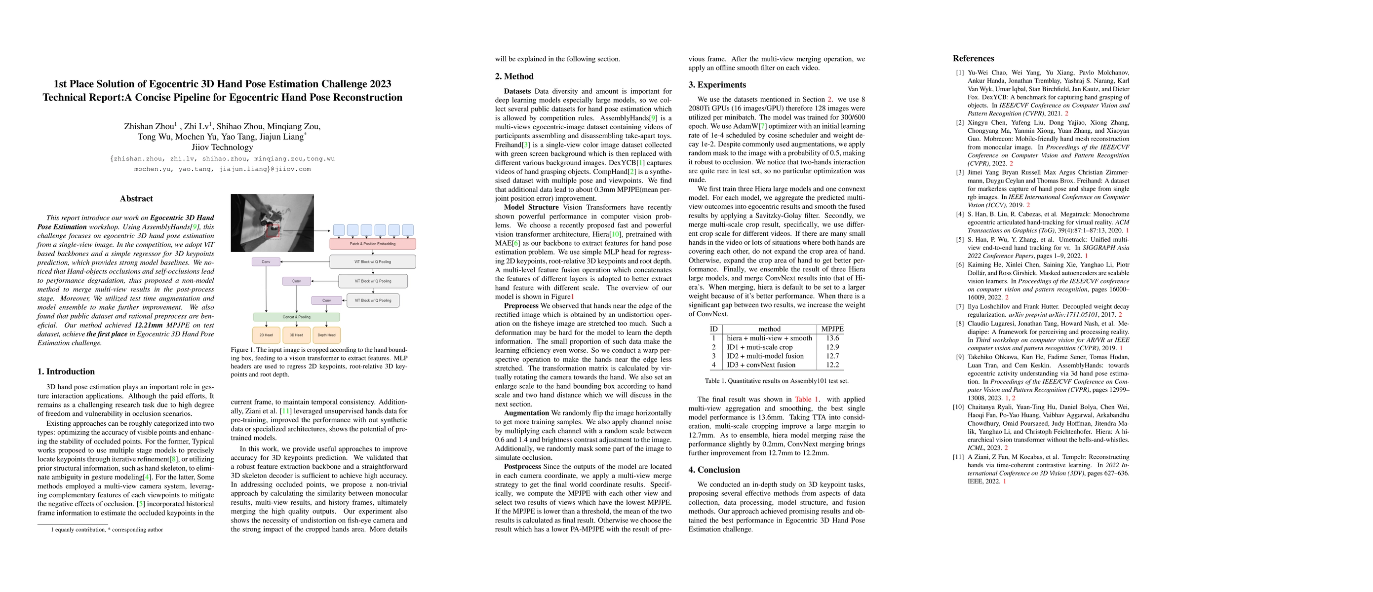 Thumbnail for 1st Place Solution of Egocentric 3D Hand Pose Estimation Challenge 2023
  Technical Report:A Concise Pipeline for Egocentric Hand Pose Reconstruction