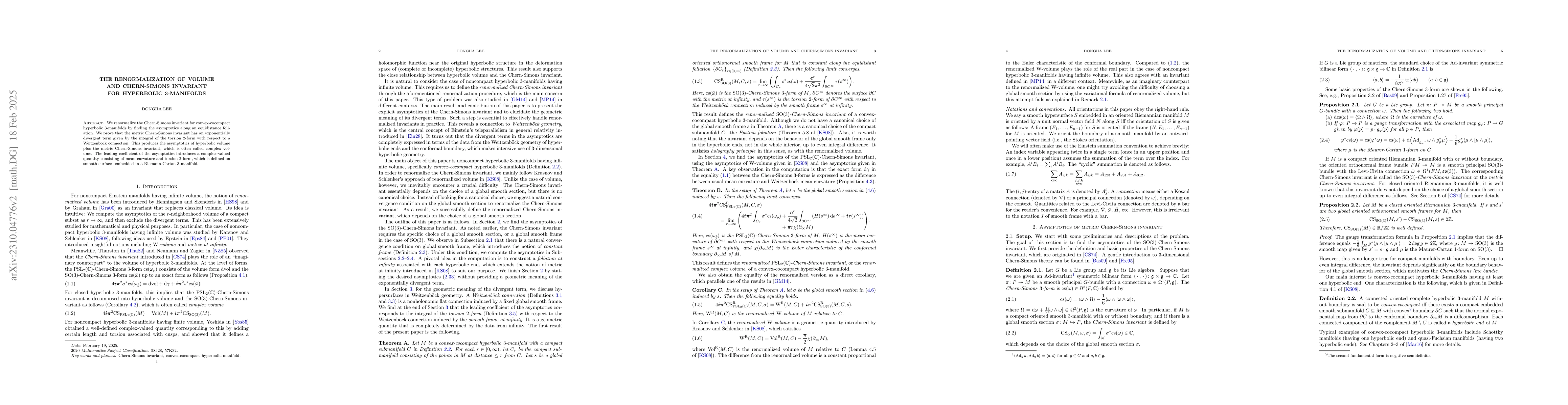 Thumbnail for The renormalization of volume and Chern-Simons invariant for hyperbolic
  3-manifolds