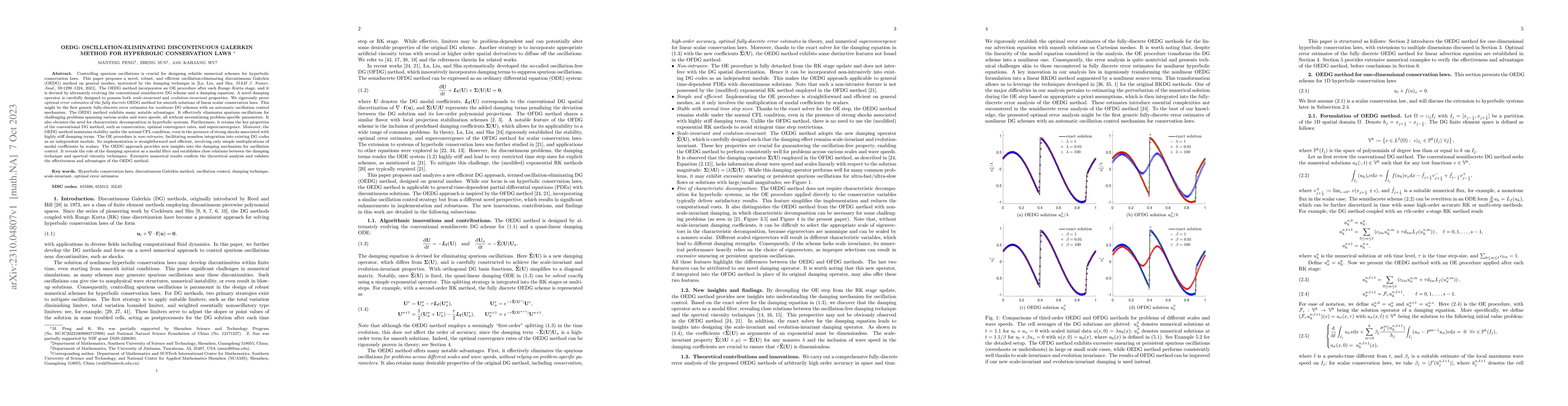 Thumbnail for OEDG: Oscillation-eliminating discontinuous Galerkin method for
  hyperbolic conservation laws