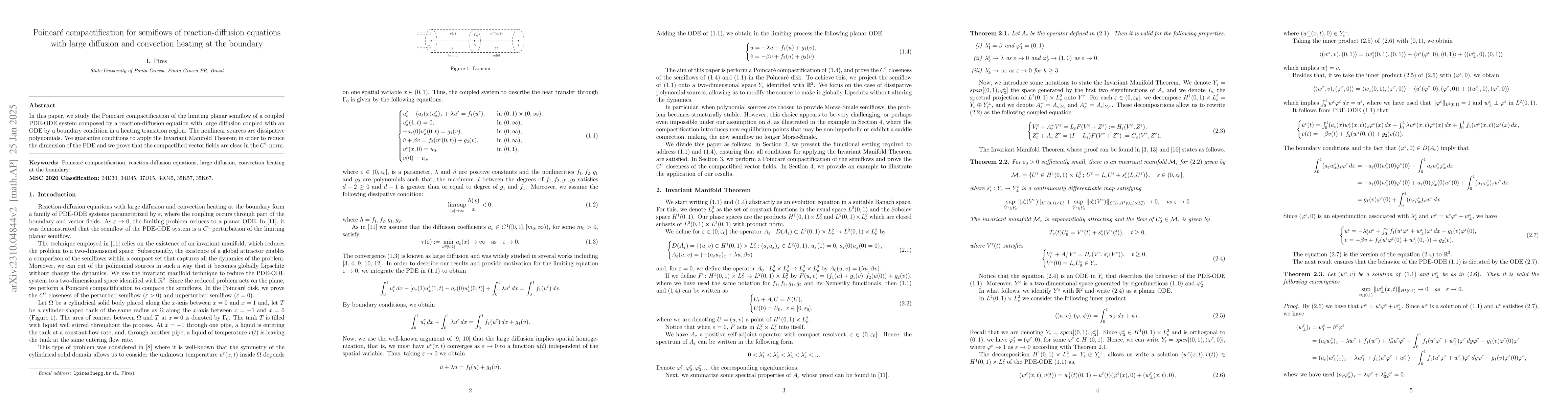 Thumbnail for Poincar\'e compactification for semiflows of reaction-diffusion
  equations with large diffusion and convection heating at the boundary