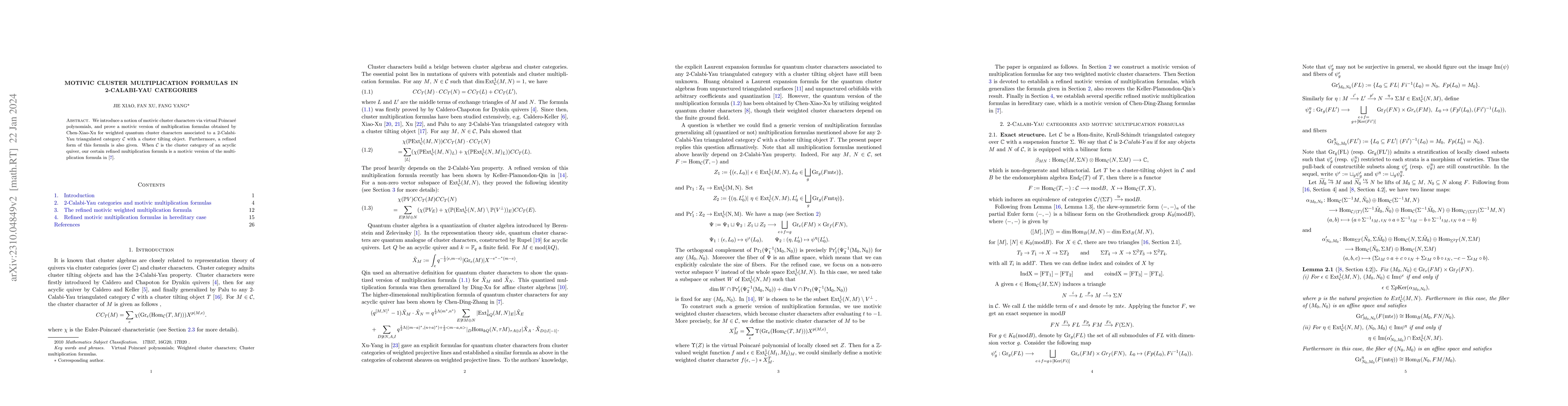 Thumbnail for Motivic cluster multiplication formulas in 2-Calabi-Yau categories