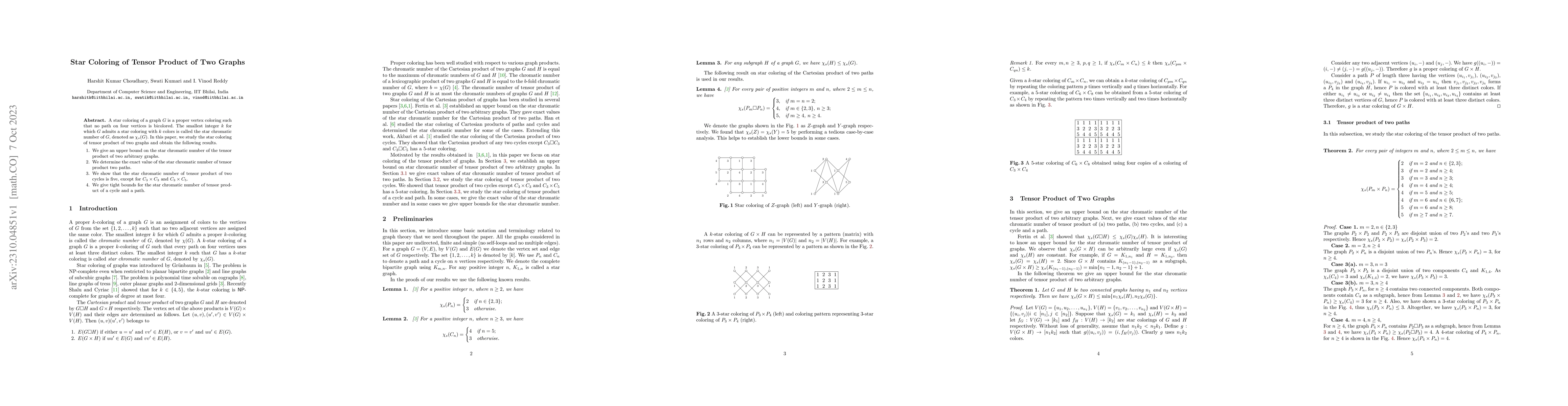 Thumbnail for Star Coloring of Tensor Product of Two Graphs