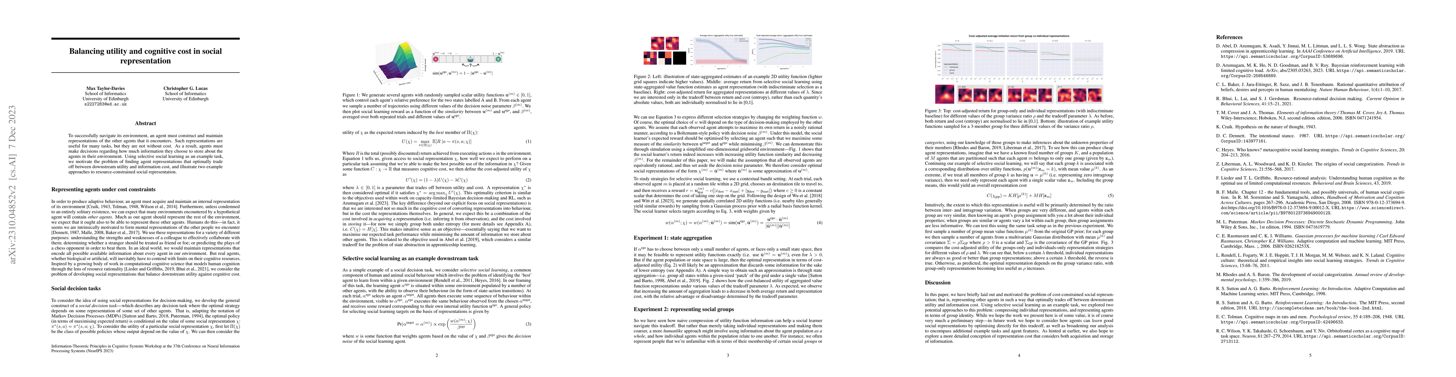 Thumbnail for Balancing utility and cognitive cost in social representation