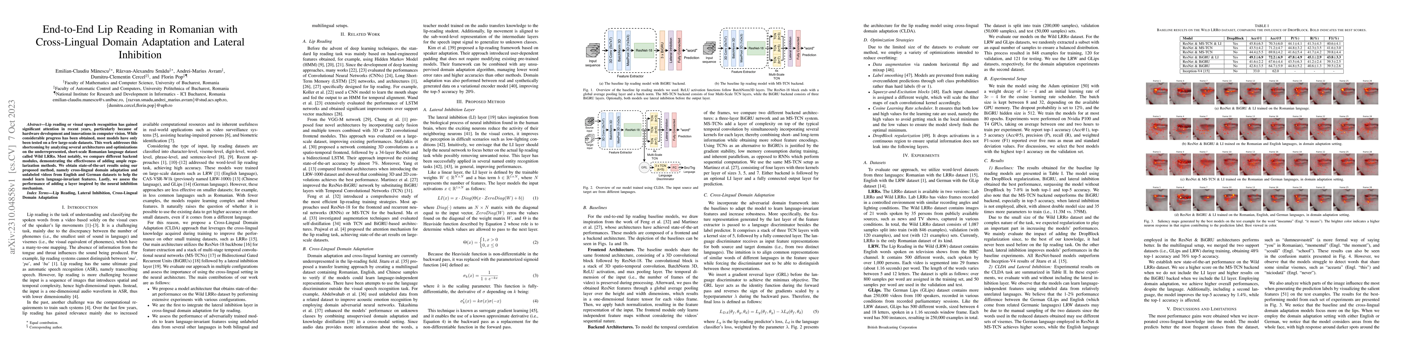 Thumbnail for End-to-End Lip Reading in Romanian with Cross-Lingual Domain Adaptation
  and Lateral Inhibition