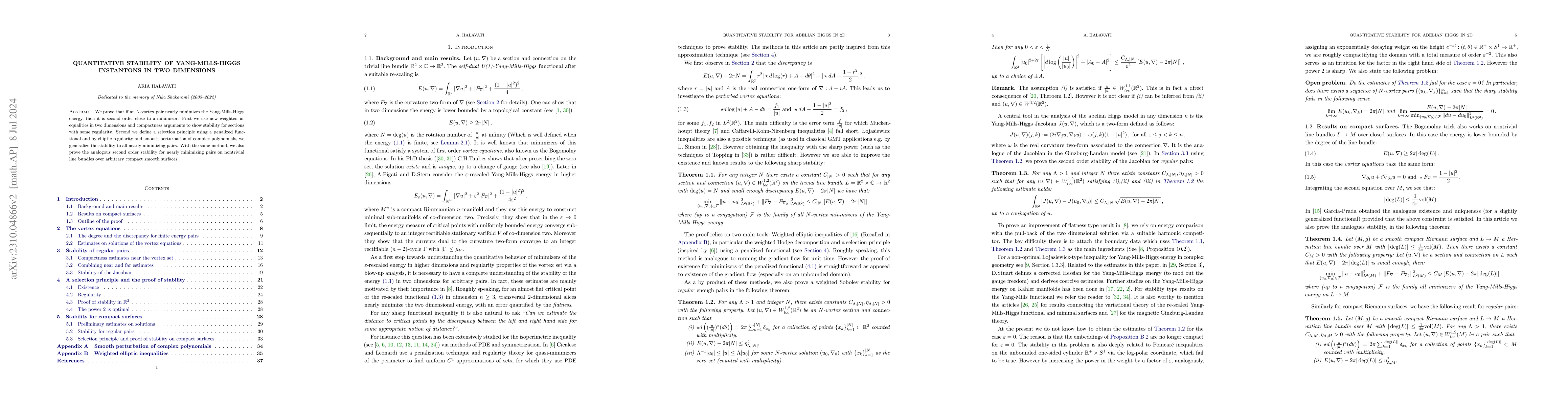 Thumbnail for Quantitative stability of Yang-Mills-Higgs instantons in two dimensions