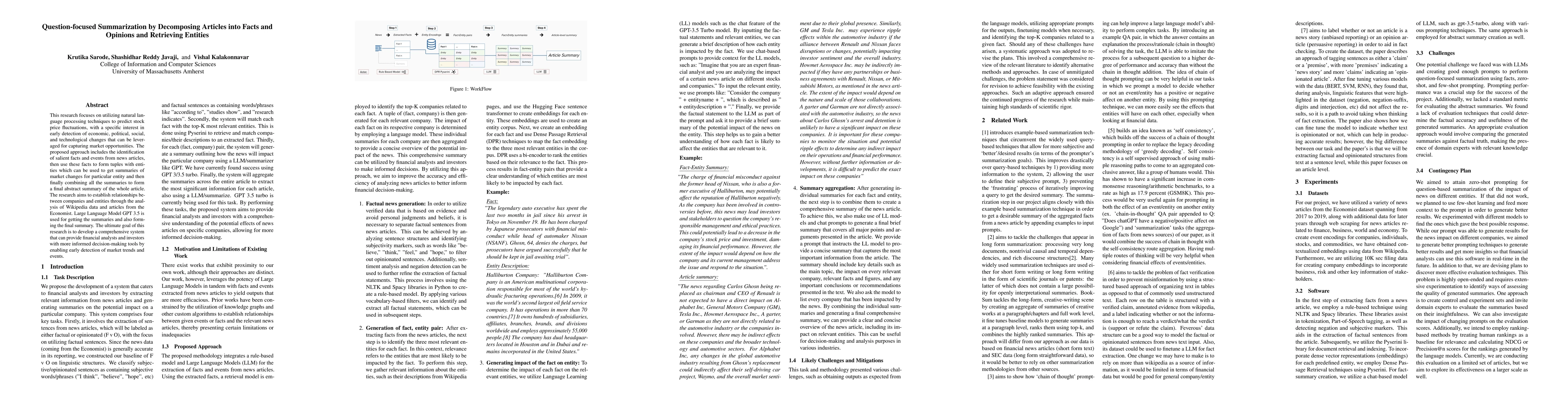 Thumbnail for Question-focused Summarization by Decomposing Articles into Facts and
  Opinions and Retrieving Entities