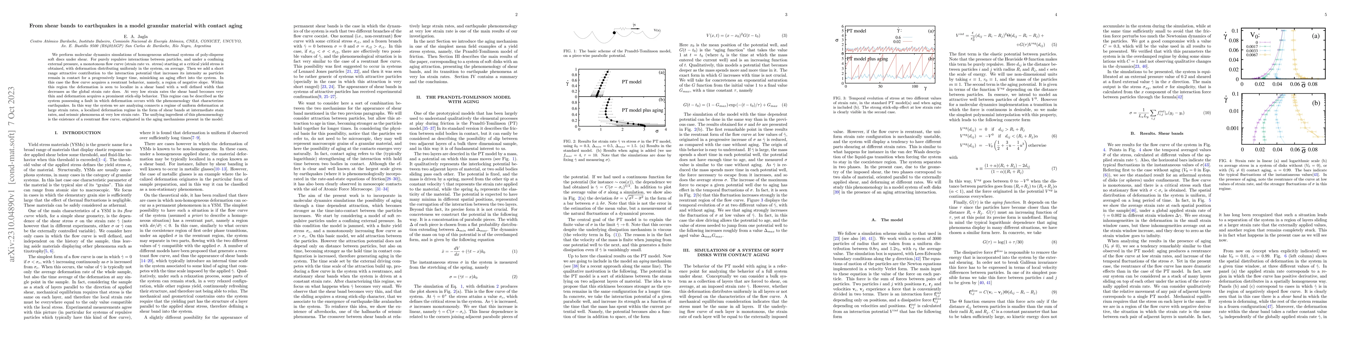 Thumbnail for From shear bands to earthquakes in a model granular material with
  contact aging