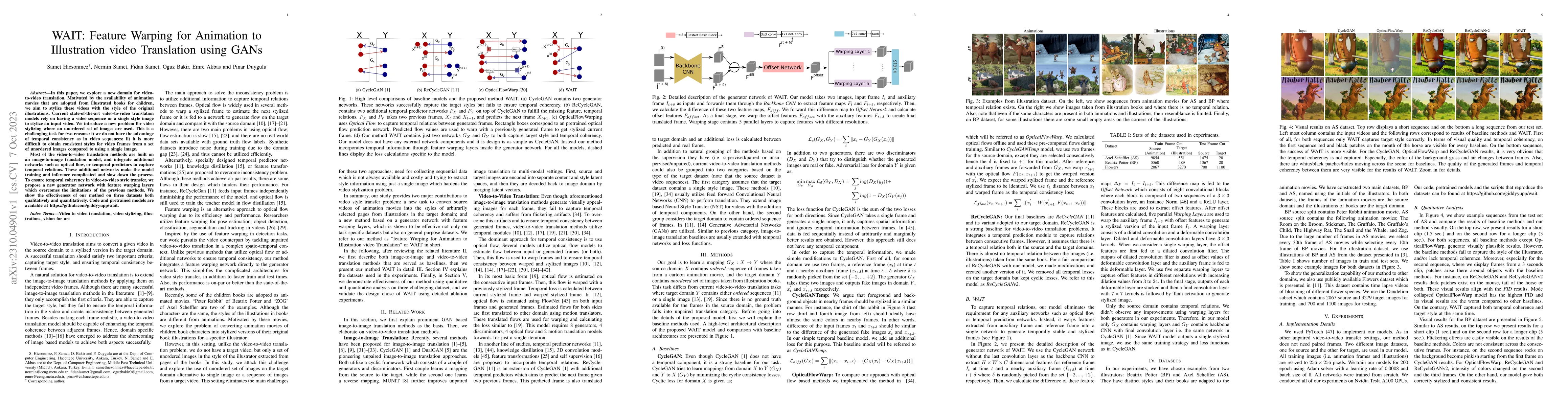 Thumbnail for WAIT: Feature Warping for Animation to Illustration video Translation
  using GANs