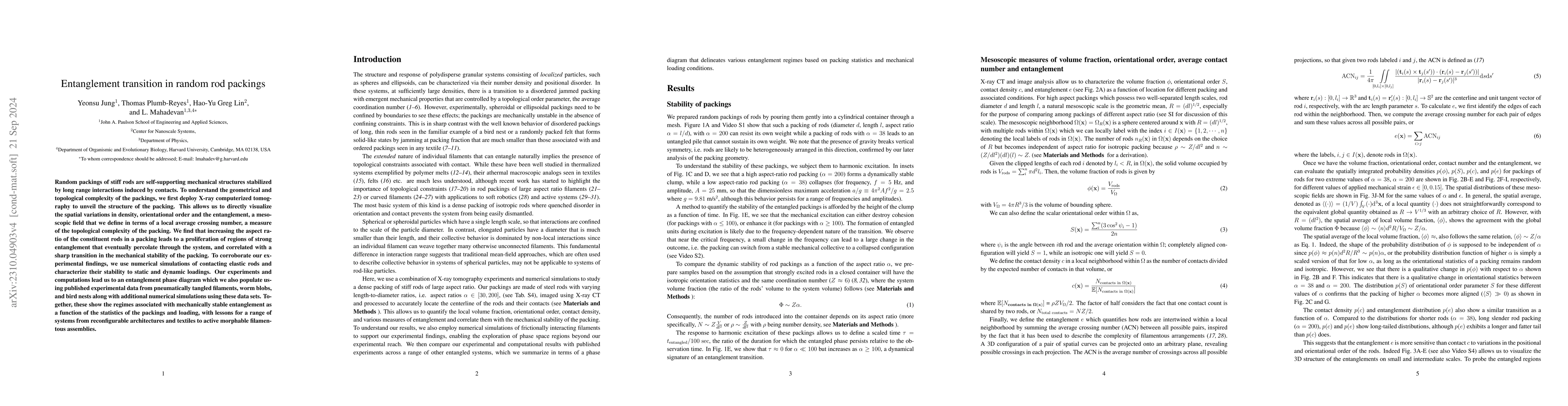 Thumbnail for Entanglement transition in rod packings