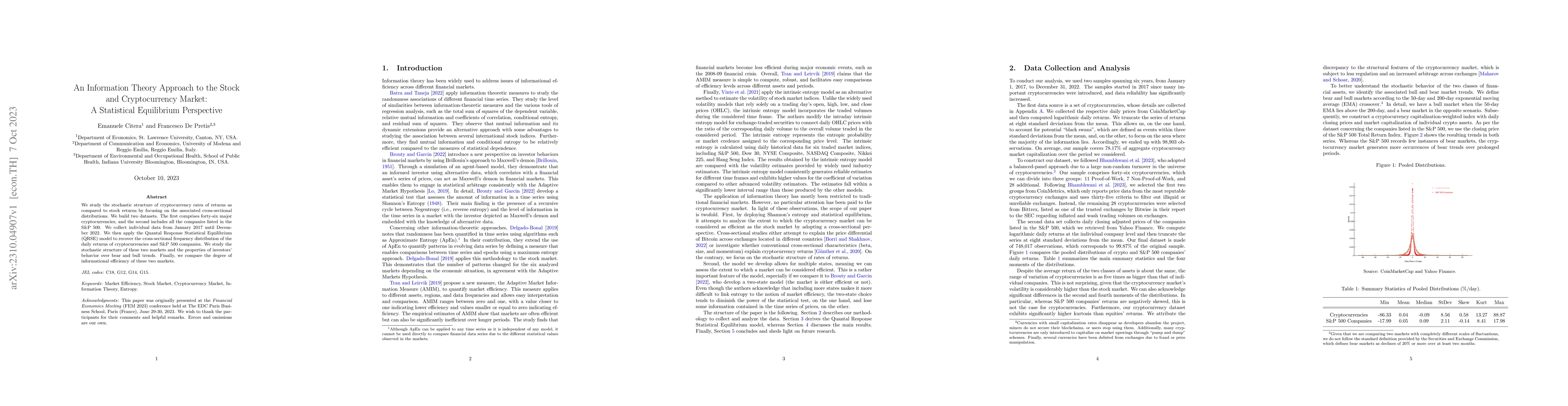 Thumbnail for An Information Theory Approach to the Stock and Cryptocurrency Market: A
  Statistical Equilibrium Perspective