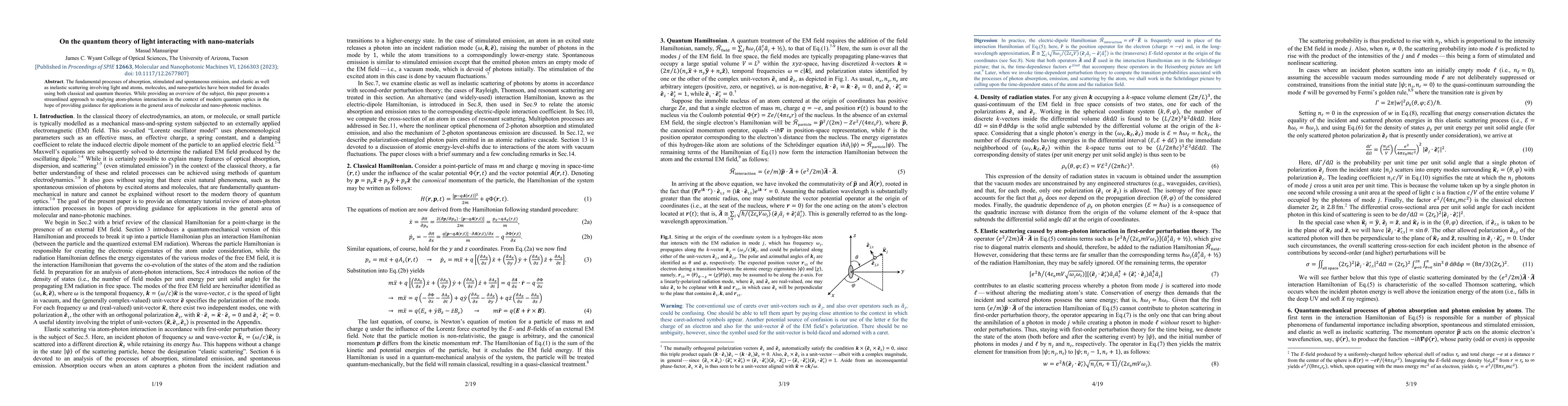Thumbnail for On the quantum theory of light interacting with nano-materials