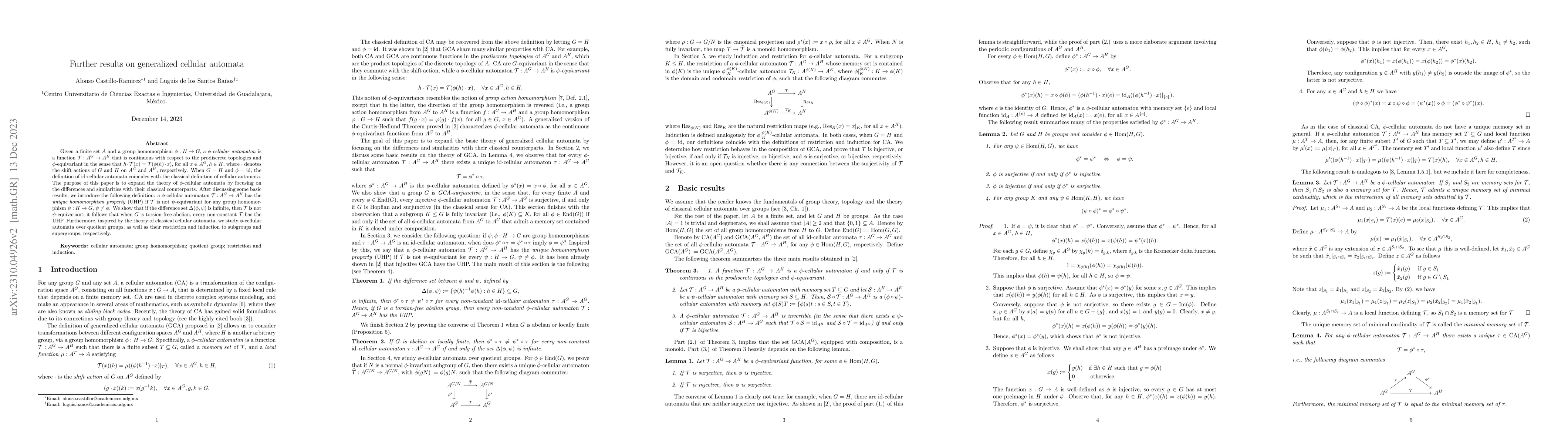 Thumbnail for Further results on generalized cellular automata