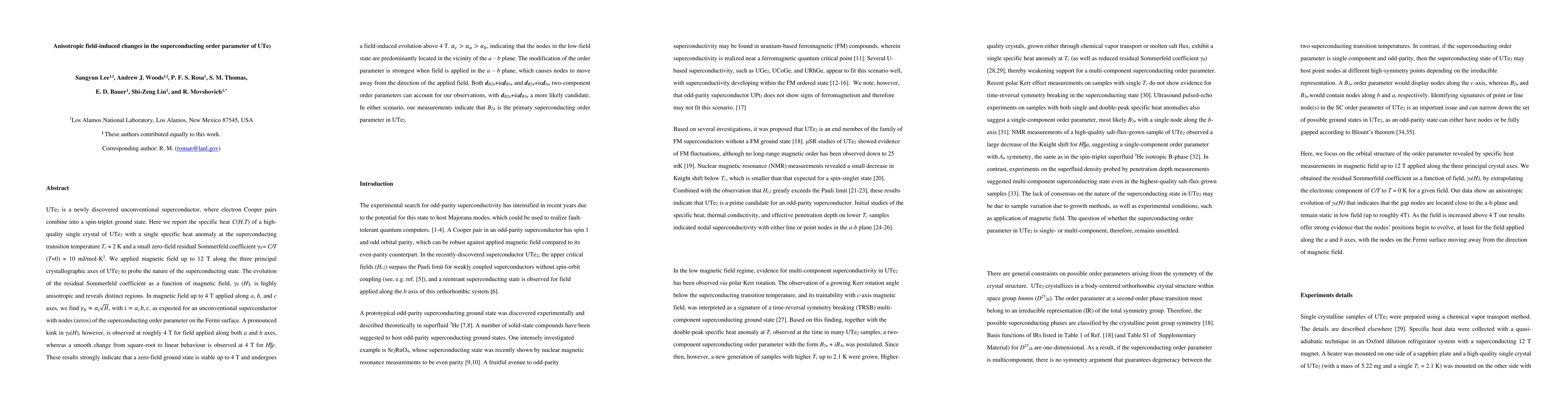 Thumbnail for Anisotropic field-induced changes in the superconducting order parameter
  of UTe2
