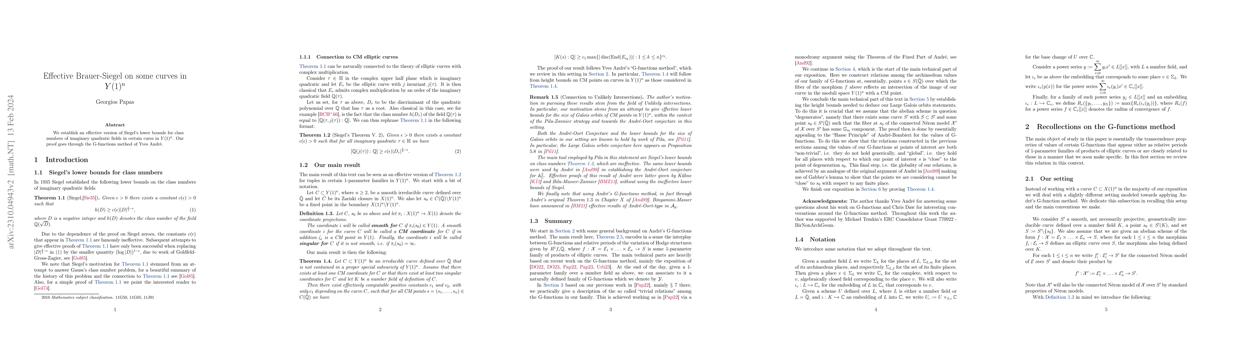 Thumbnail for Effective Brauer-Siegel on some curves in $Y(1)^n$