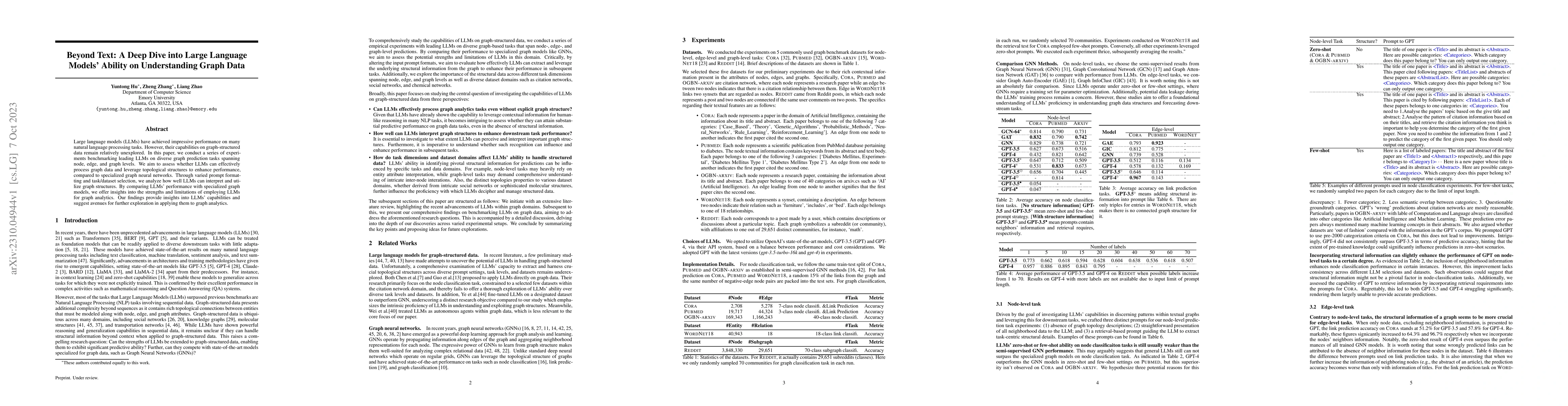 Thumbnail for Beyond Text: A Deep Dive into Large Language Models' Ability on
  Understanding Graph Data