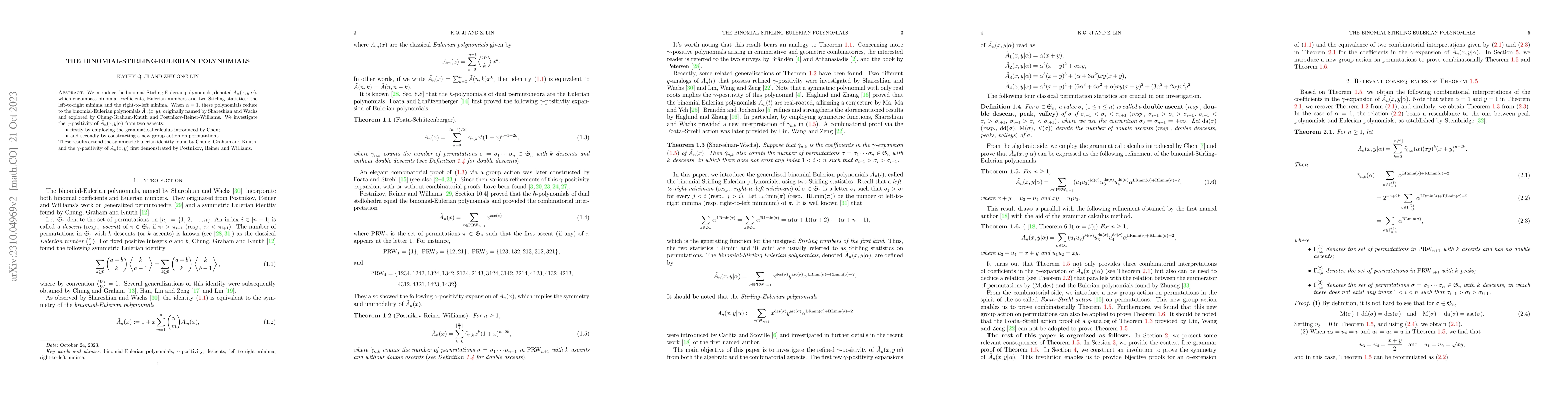 Thumbnail for The Binomial-Stirling-Eulerian Polynomials