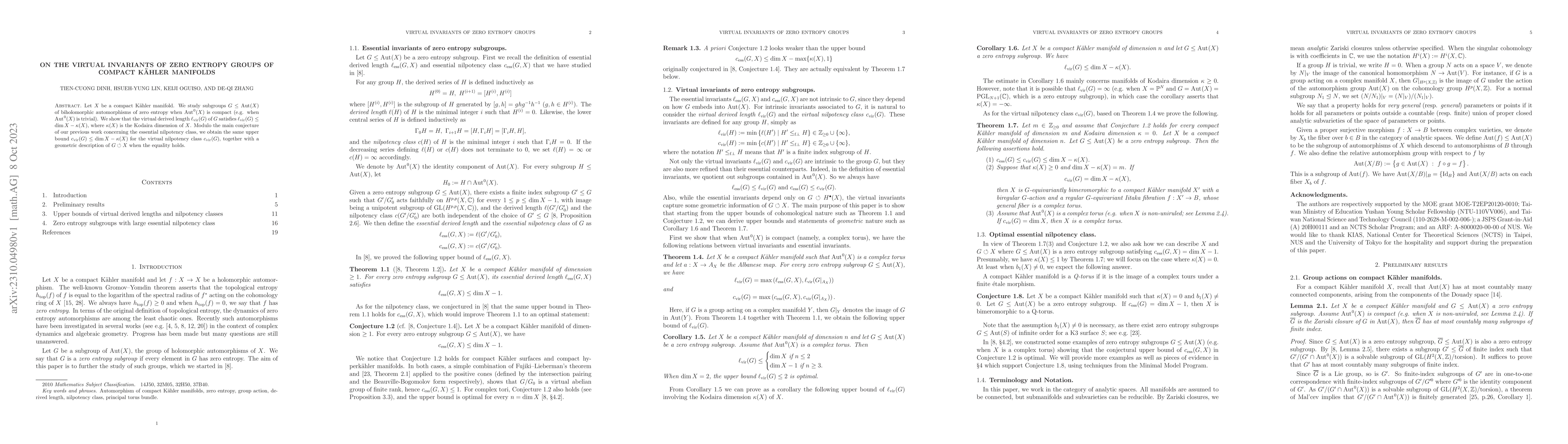 Thumbnail for On the virtual invariants of zero entropy groups of compact K\"ahler
  manifolds
