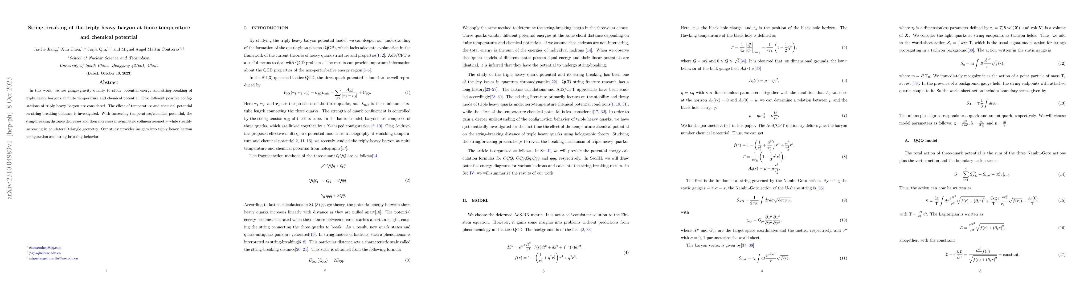 Thumbnail for String-breaking of the triply heavy baryon at finite temperature and
  chemical potential