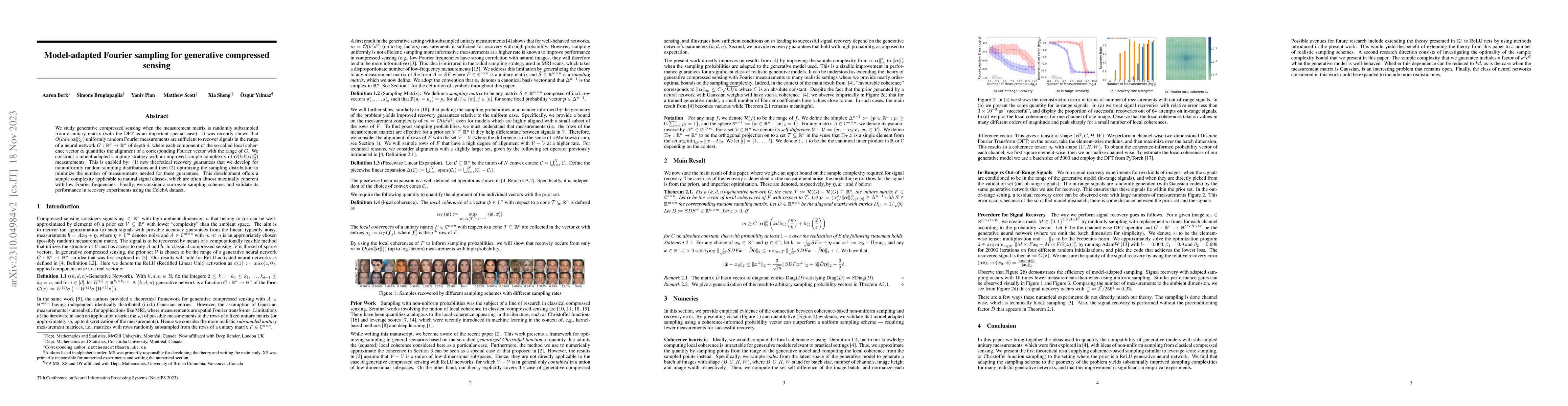 Thumbnail for Model-adapted Fourier sampling for generative compressed sensing
