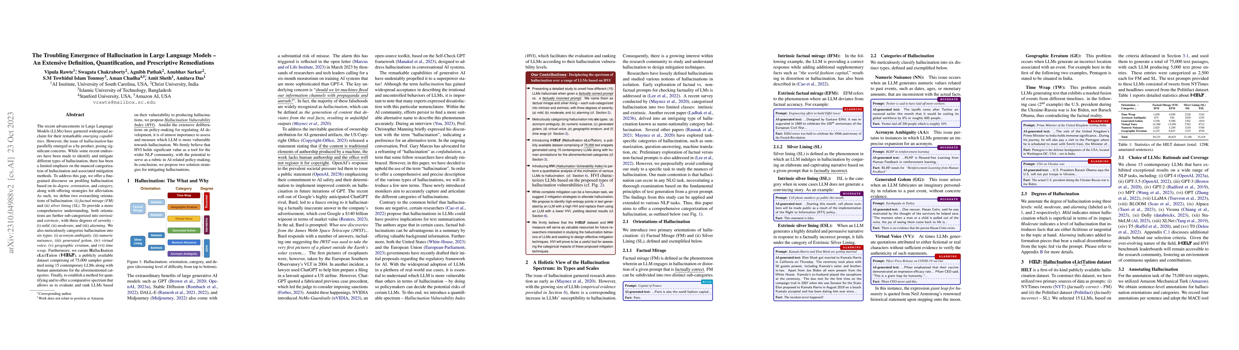Thumbnail for The Troubling Emergence of Hallucination in Large Language Models -- An
  Extensive Definition, Quantification, and Prescriptive Remediations