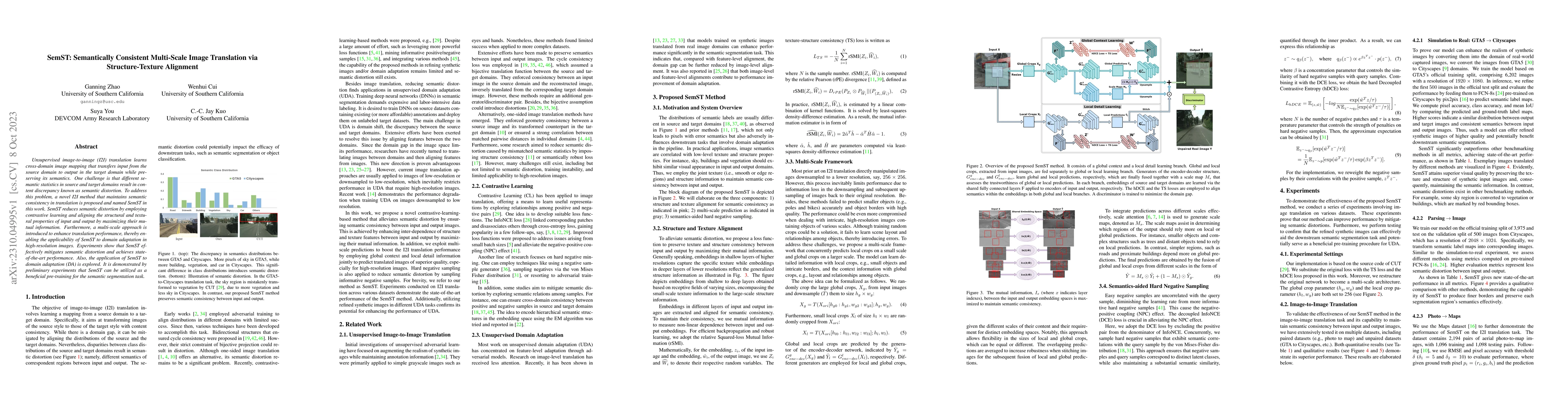 Thumbnail for SemST: Semantically Consistent Multi-Scale Image Translation via
  Structure-Texture Alignment