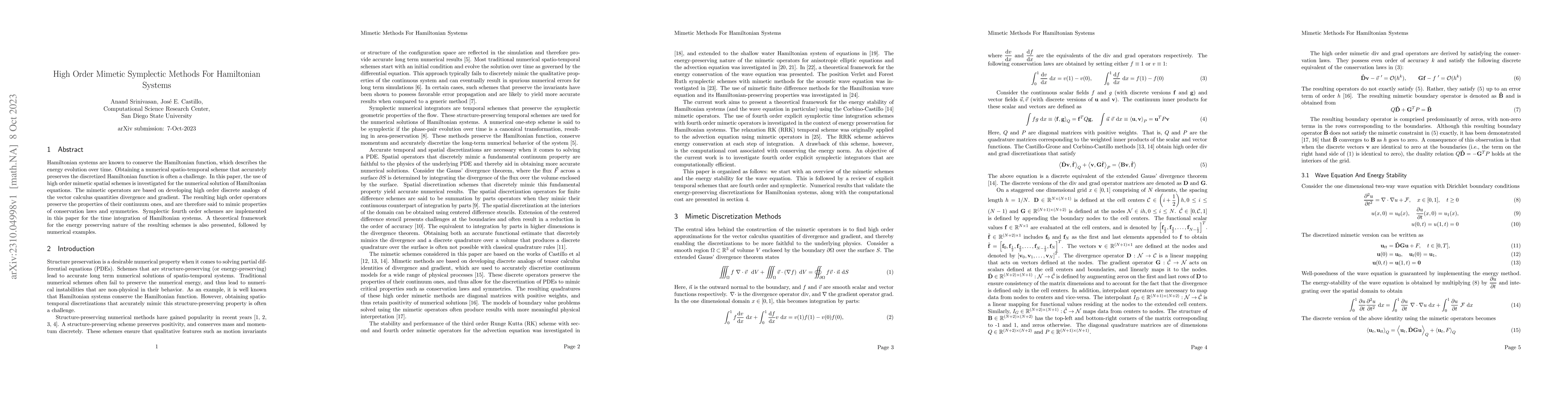 Thumbnail for High Order Mimetic Symplectic Methods For Hamiltonian Systems