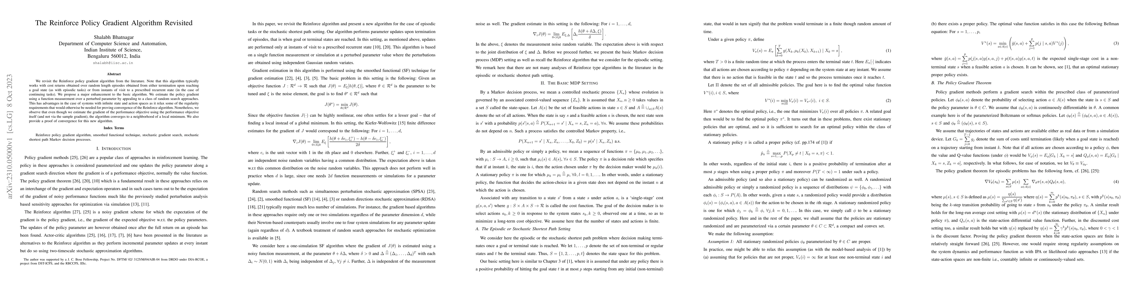 Thumbnail for The Reinforce Policy Gradient Algorithm Revisited