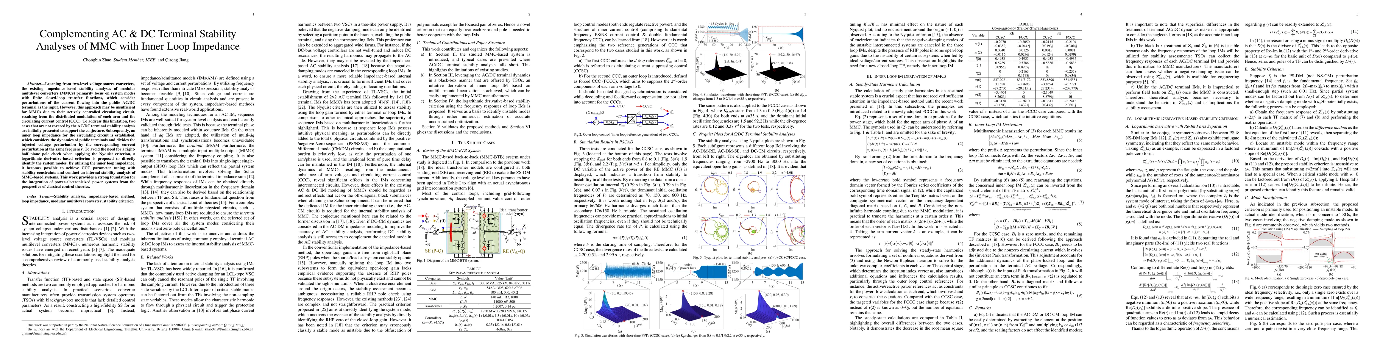 Thumbnail for Complementing AC & DC Terminal Stability Analyses of MMC with Inner Loop
  Impedance