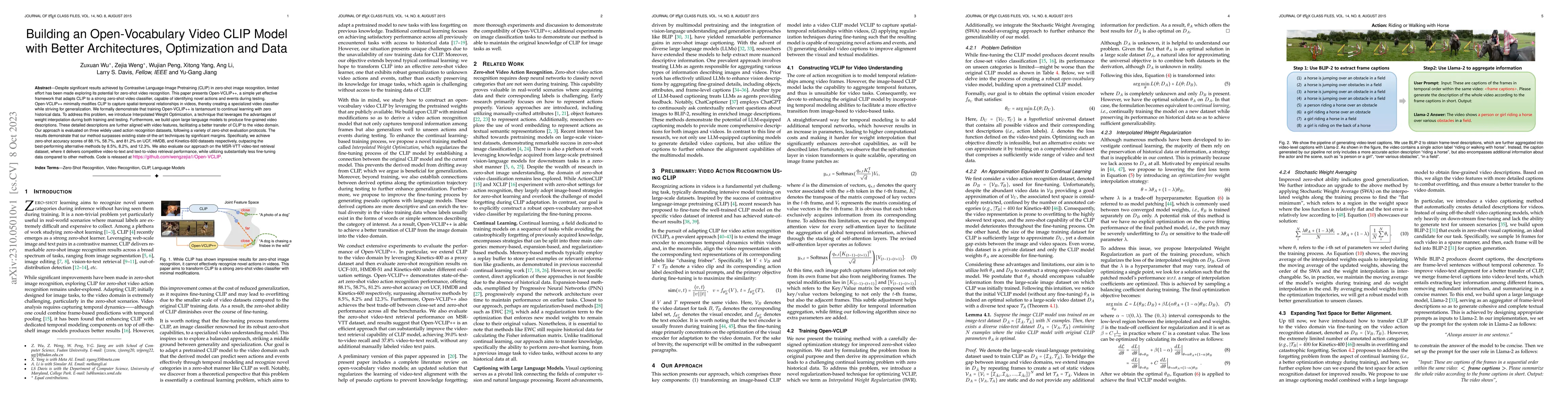 Thumbnail for Building an Open-Vocabulary Video CLIP Model with Better Architectures,
  Optimization and Data
