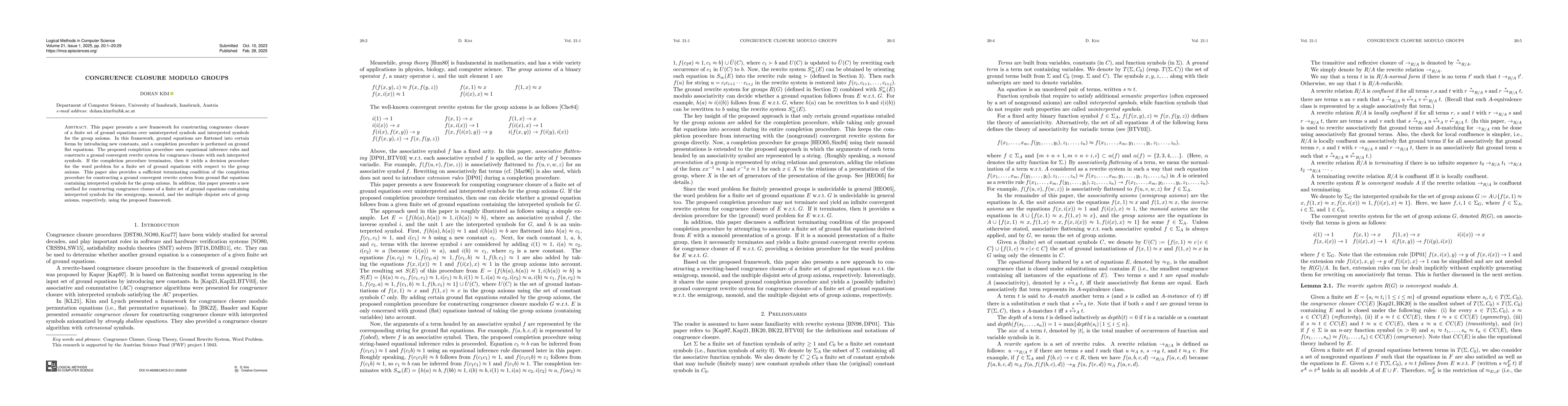 Thumbnail for Congruence Closure Modulo Groups