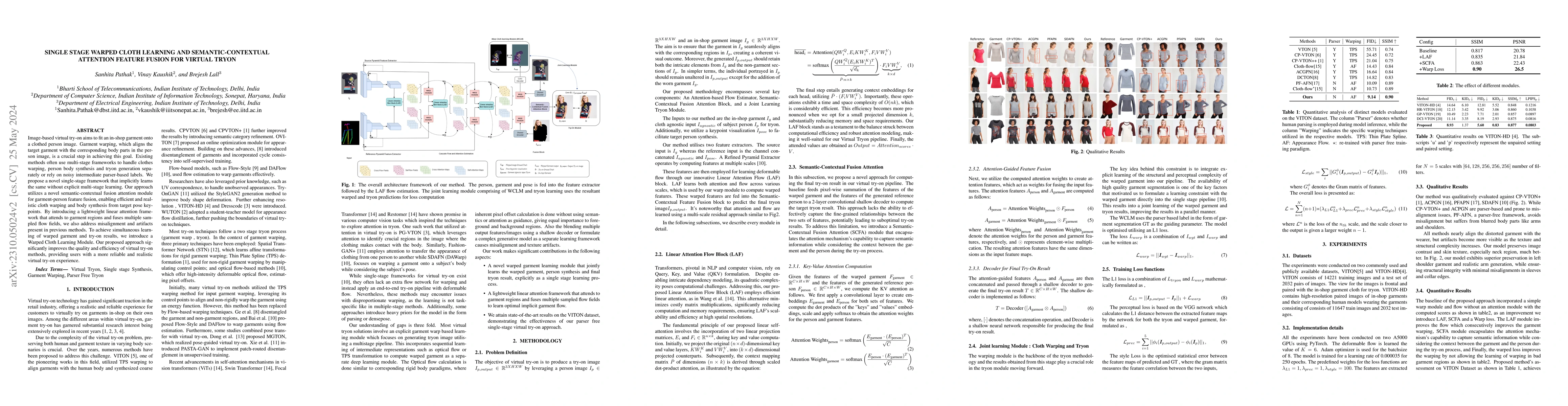 Thumbnail for Single Stage Warped Cloth Learning and Semantic-Contextual Attention
  Feature Fusion for Virtual TryOn