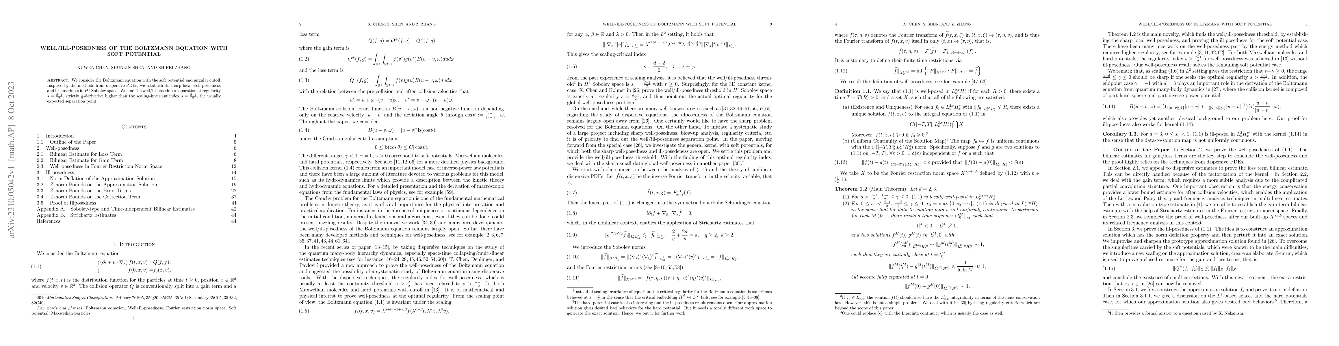 Thumbnail for Well/Ill-posedness of the Boltzmann Equation with Soft Potential