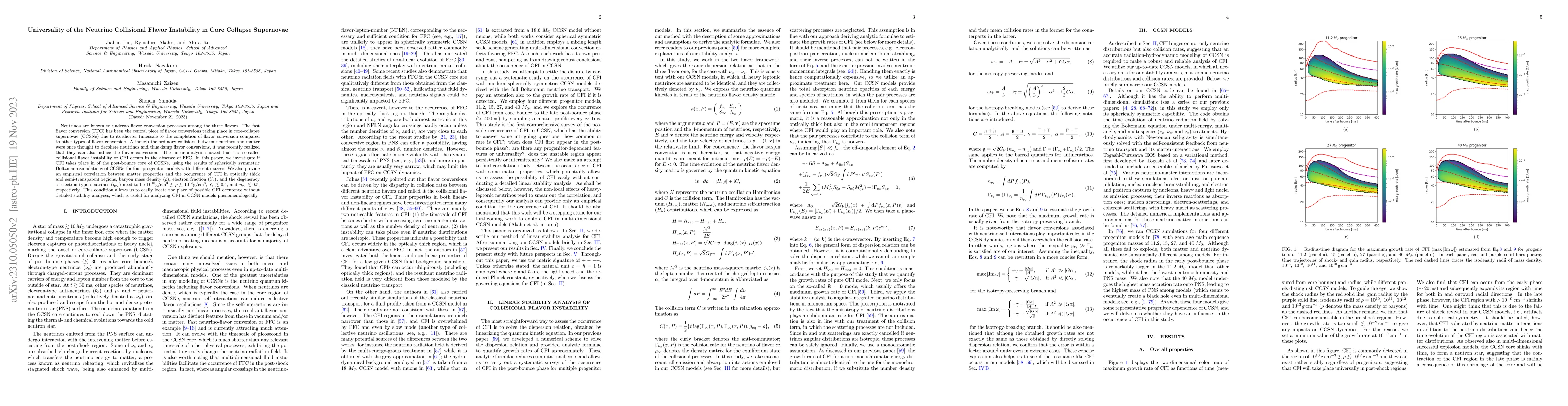 Thumbnail for Universality of the Neutrino Collisional Flavor Instability in Core
  Collapse Supernovae