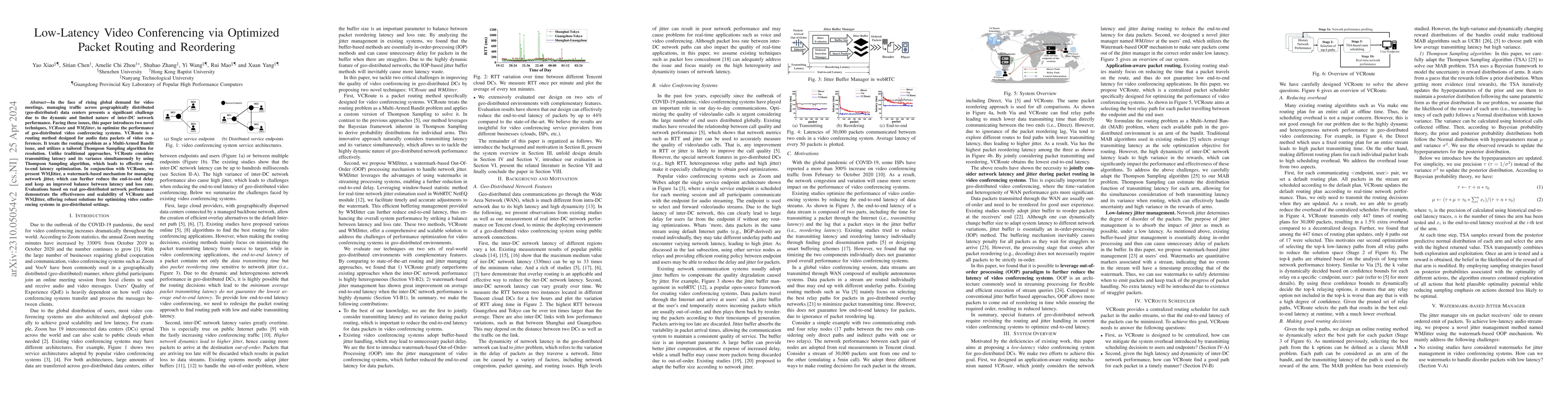 Thumbnail for Low-Latency Video Conferencing via Optimized Packet Routing and
  Reordering