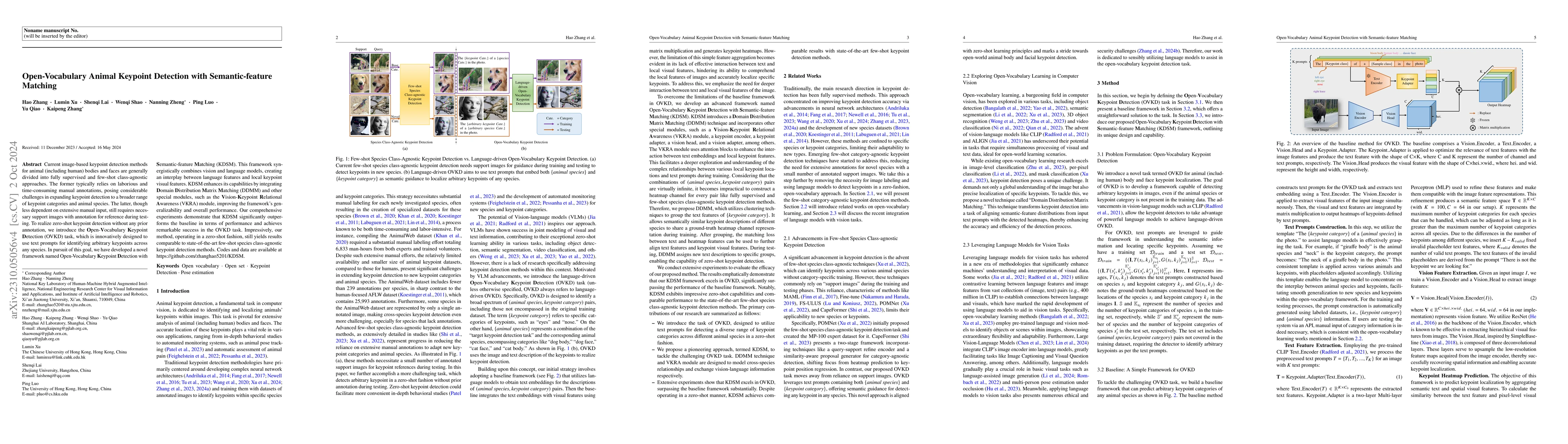 Thumbnail for Open-Vocabulary Animal Keypoint Detection with Semantic-feature Matching