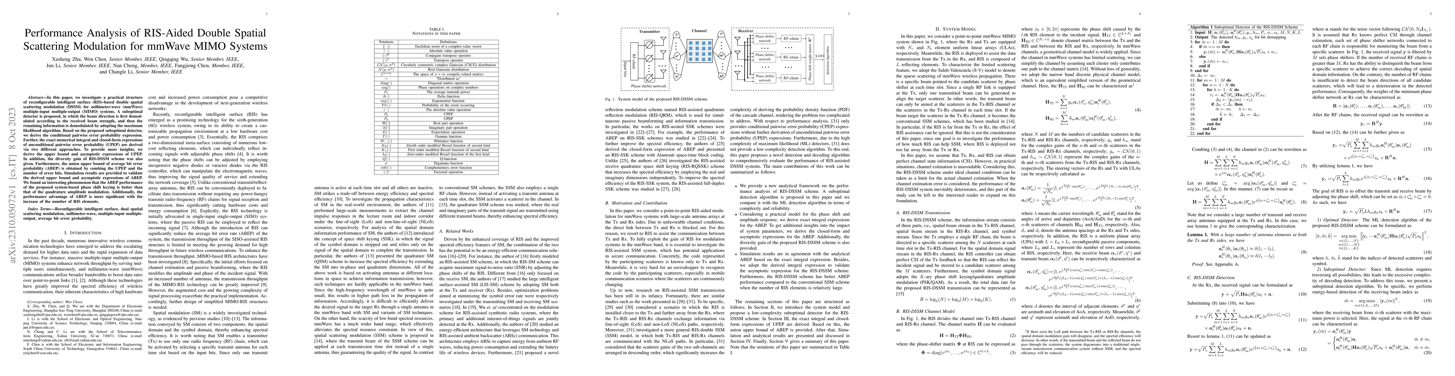 Thumbnail for Performance Analysis of RIS-Aided Double Spatial Scattering Modulation
  for mmWave MIMO Systems