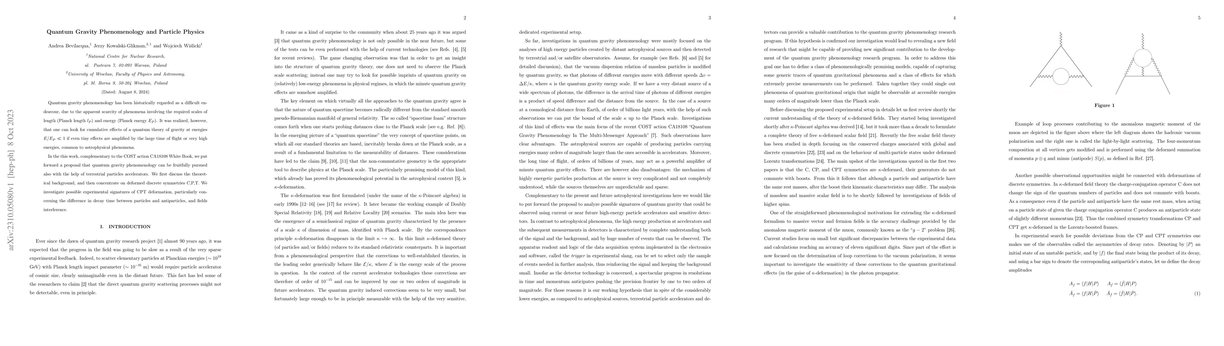 Thumbnail for Quantum Gravity Phenomenology and Particle Physics