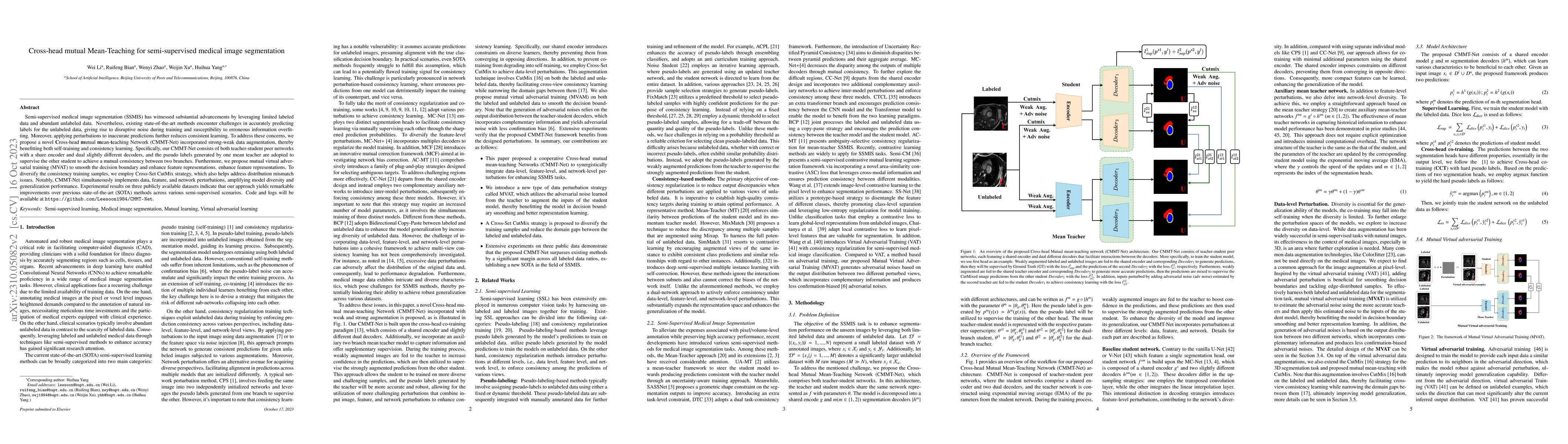 Thumbnail for Cross-head mutual Mean-Teaching for semi-supervised medical image
  segmentation