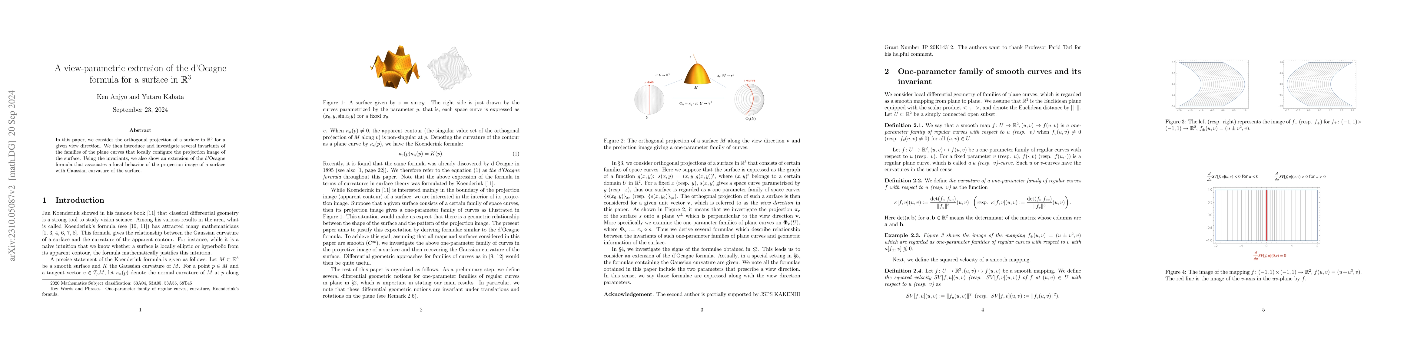 Thumbnail for A view-parametric extension of d'Ocagne-Koenderink formula for a surface
  in $\mathbb{R}^3$