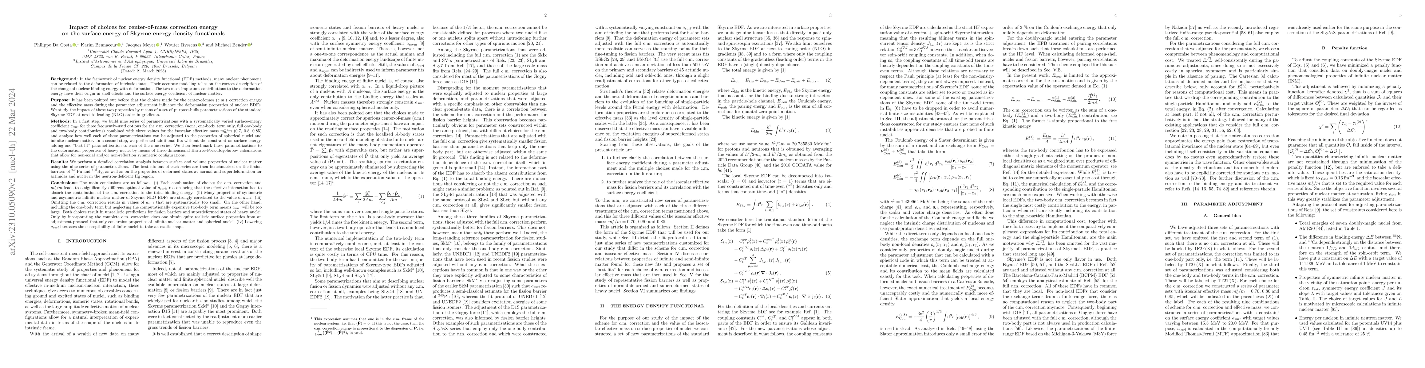 Thumbnail for Impact of choices for center-of-mass correction energy on the surface
  energy of Skyrme energy density functionals