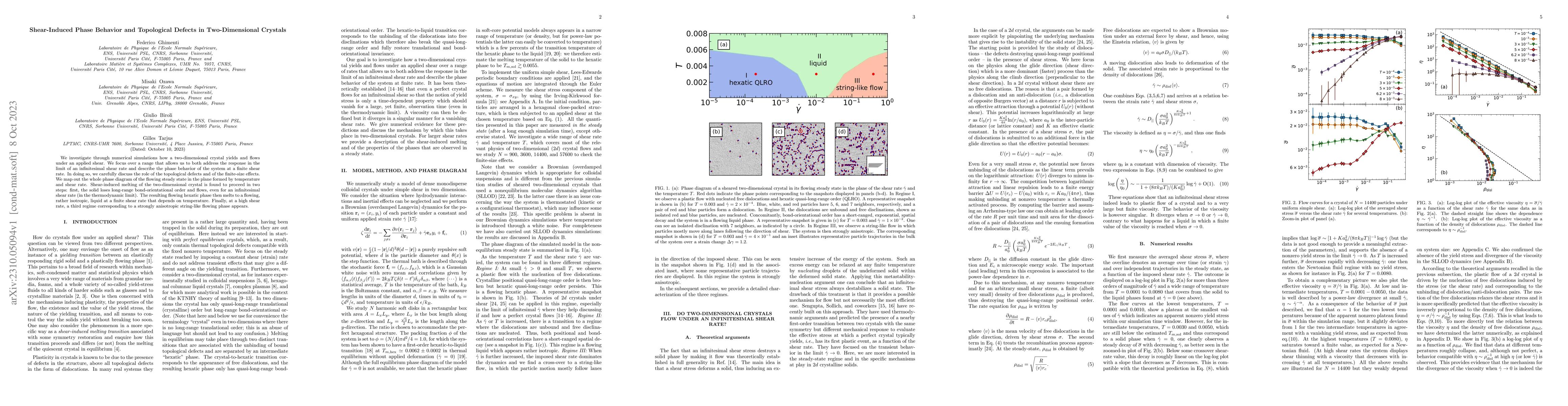 Thumbnail for Shear-Induced Phase Behavior and Topological Defects in Two-Dimensional
  Crystals