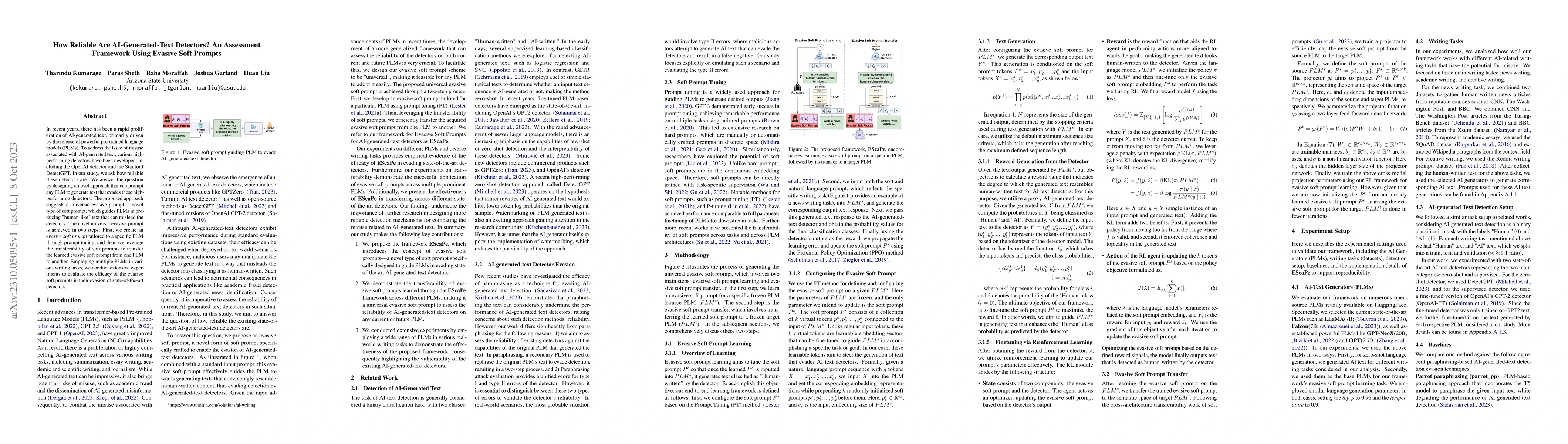 Thumbnail for How Reliable Are AI-Generated-Text Detectors? An Assessment Framework
  Using Evasive Soft Prompts