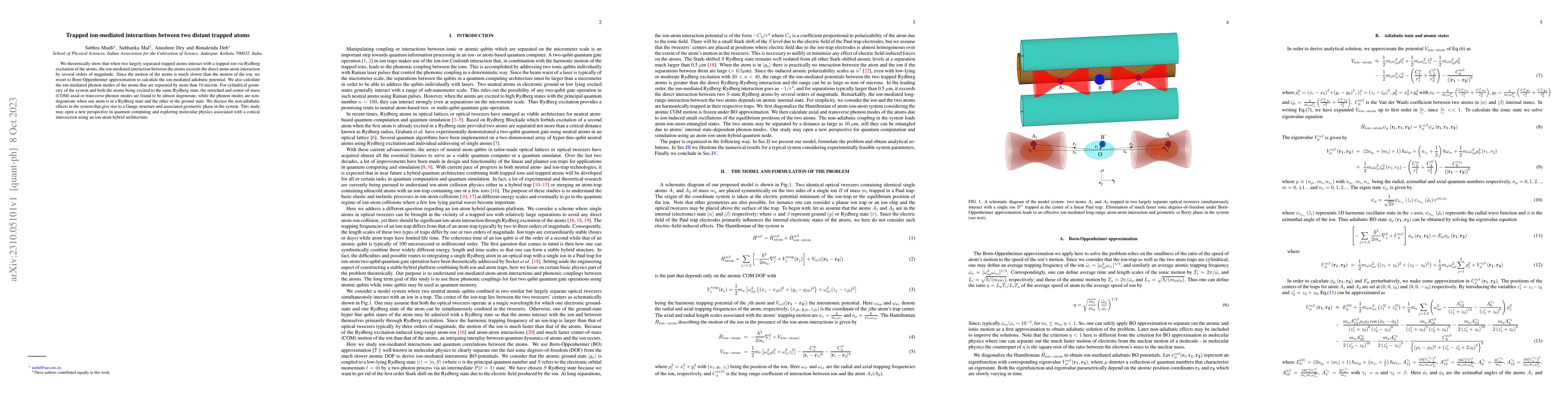 Thumbnail for Trapped ion-mediated interactions between two distant trapped atoms