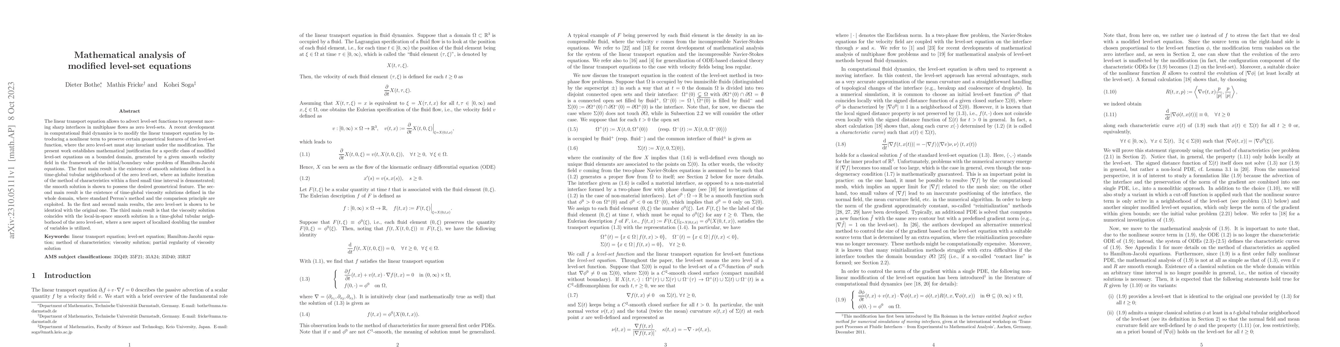 Thumbnail for Mathematical analysis of modified level-set equations