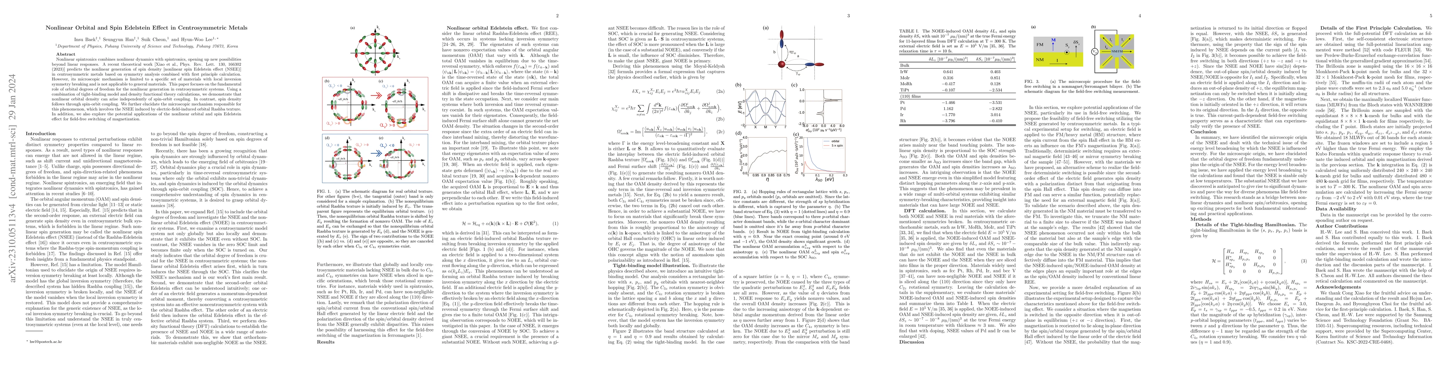 Thumbnail for Nonlinear Orbital and Spin Edelstein Effect in Centrosymmetric Metals