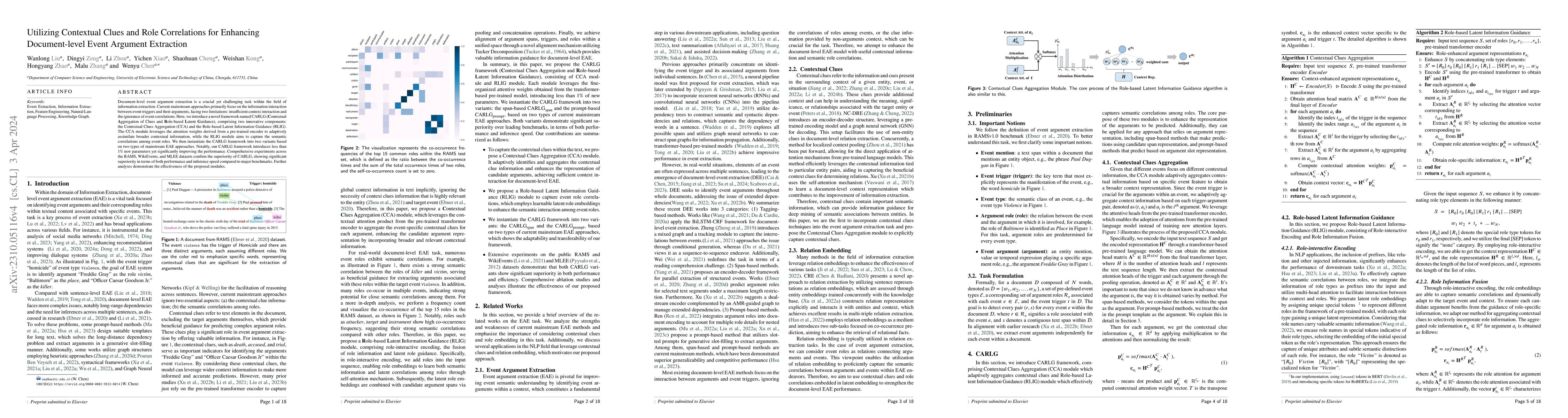 Thumbnail for Utilizing Contextual Clues and Role Correlations for Enhancing
  Document-level Event Argument Extraction