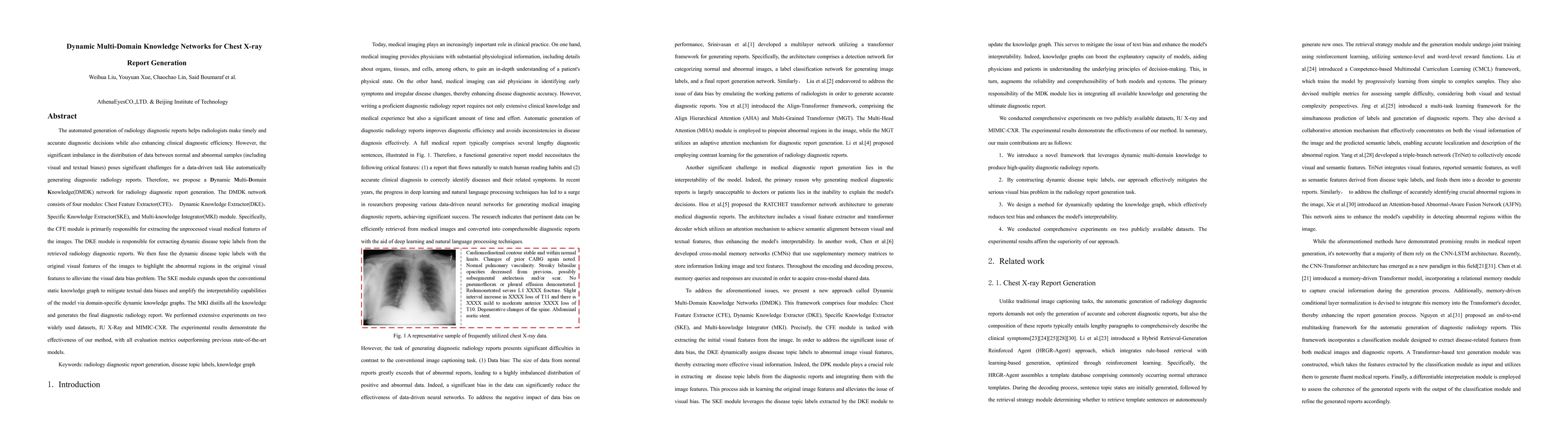 Thumbnail for Dynamic Multi-Domain Knowledge Networks for Chest X-ray Report
  Generation