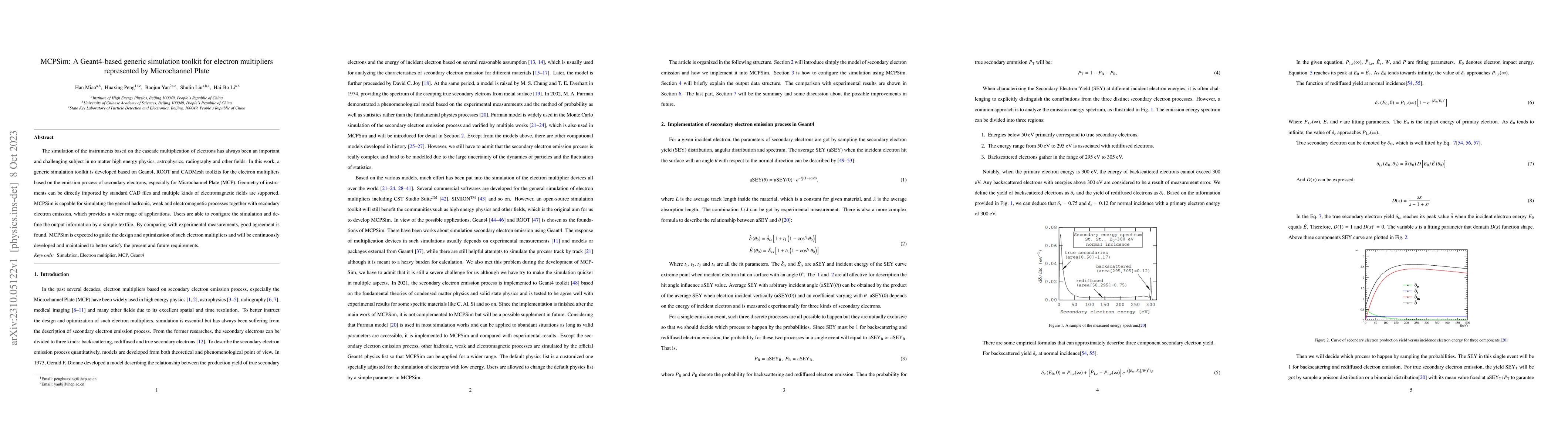 Thumbnail for MCPSim: A Geant4-based generic simulation toolkit for electron
  multipliers represented by Microchannel Plate