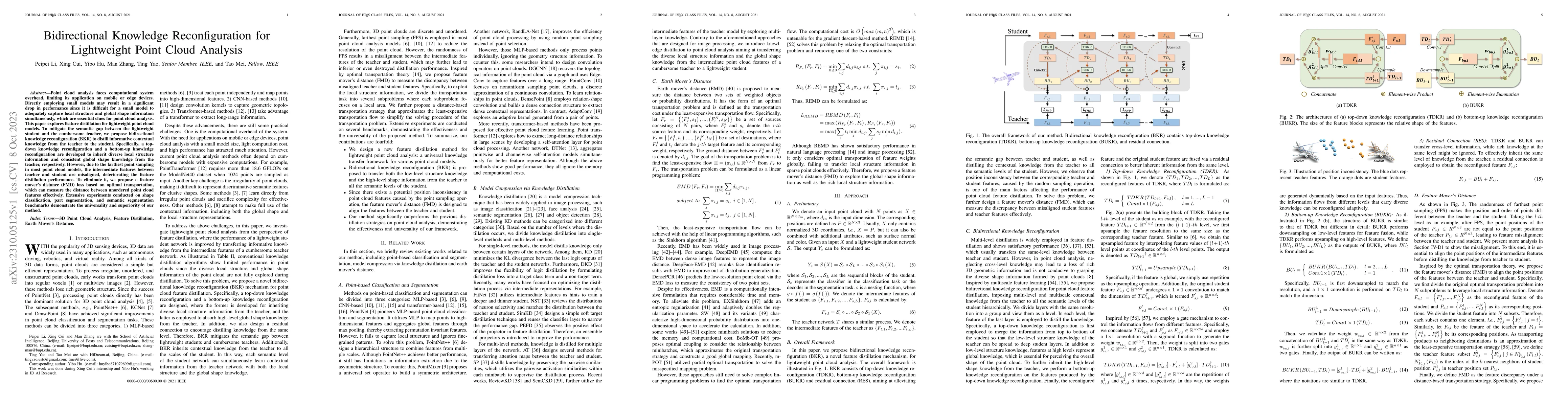 Thumbnail for Bidirectional Knowledge Reconfiguration for Lightweight Point Cloud
  Analysis